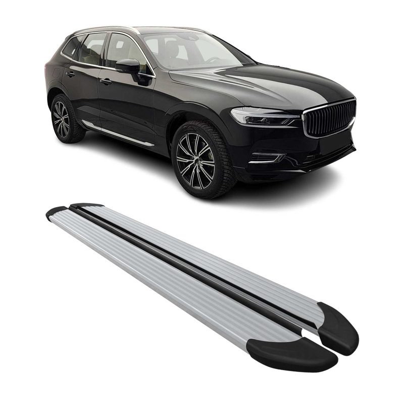 2018-2026 Volvo XC60 Side Step Nerf Bars Running Boards Alu Silver 2x