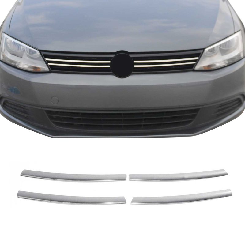 2011-2014 VW Jetta A6 Front Bumper Grill Trim Molding Stainless Steel Silver 4 Pcs
