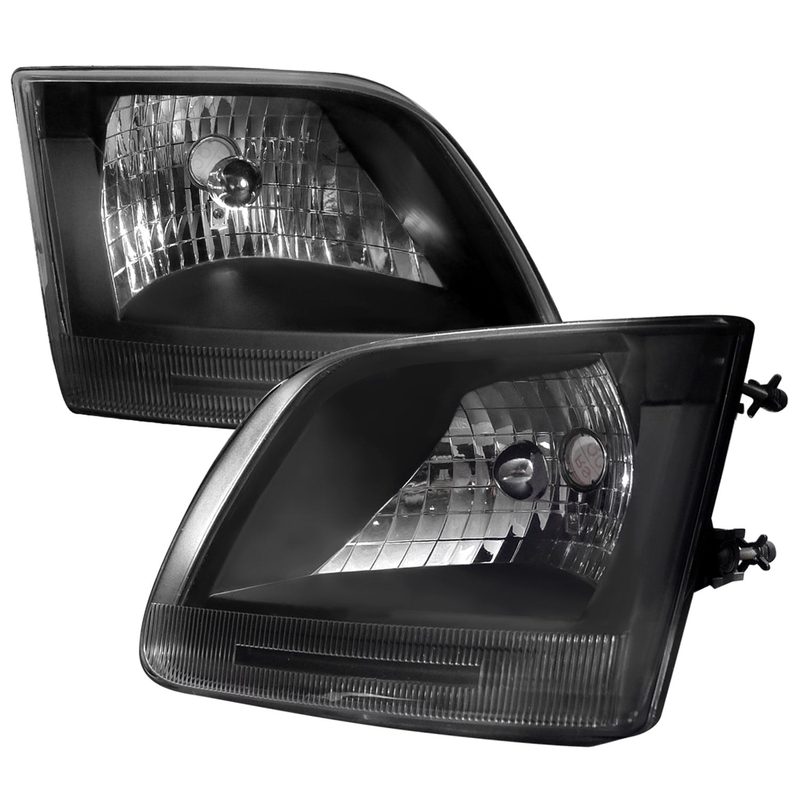 1997-2004 Ford F-150/Expedition Factory Crystal Headlights Matt Black/Clear