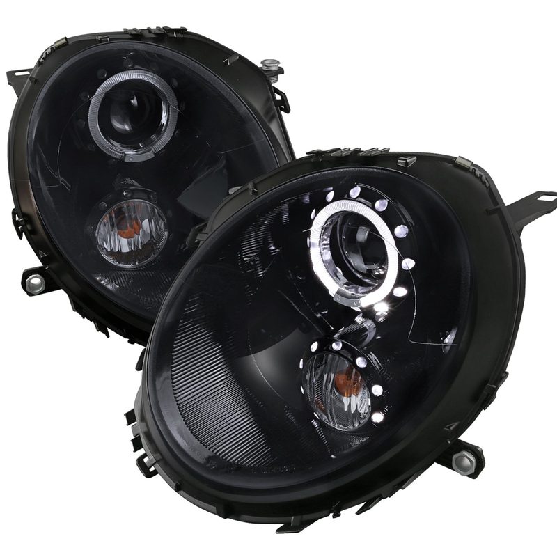 2007-2015 Mini Cooper R55 R56 R57 R58 R59 Halo Projector Headlights Black
