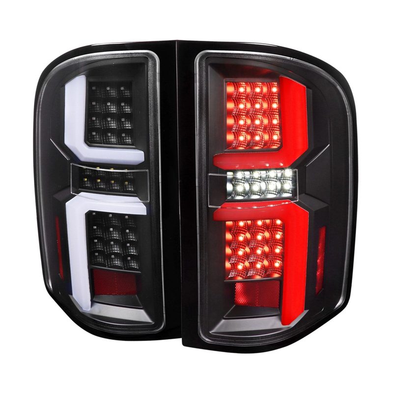 2007-2013 Chevy Silverado 1500 2500HD/3500HD LED Tail Lights White Bar Black