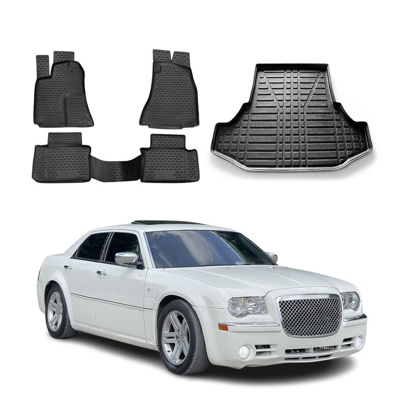 2005-2010 Chrysler 300 / 300C Floor Mats & Cargo Liner Full Set All Weather Black