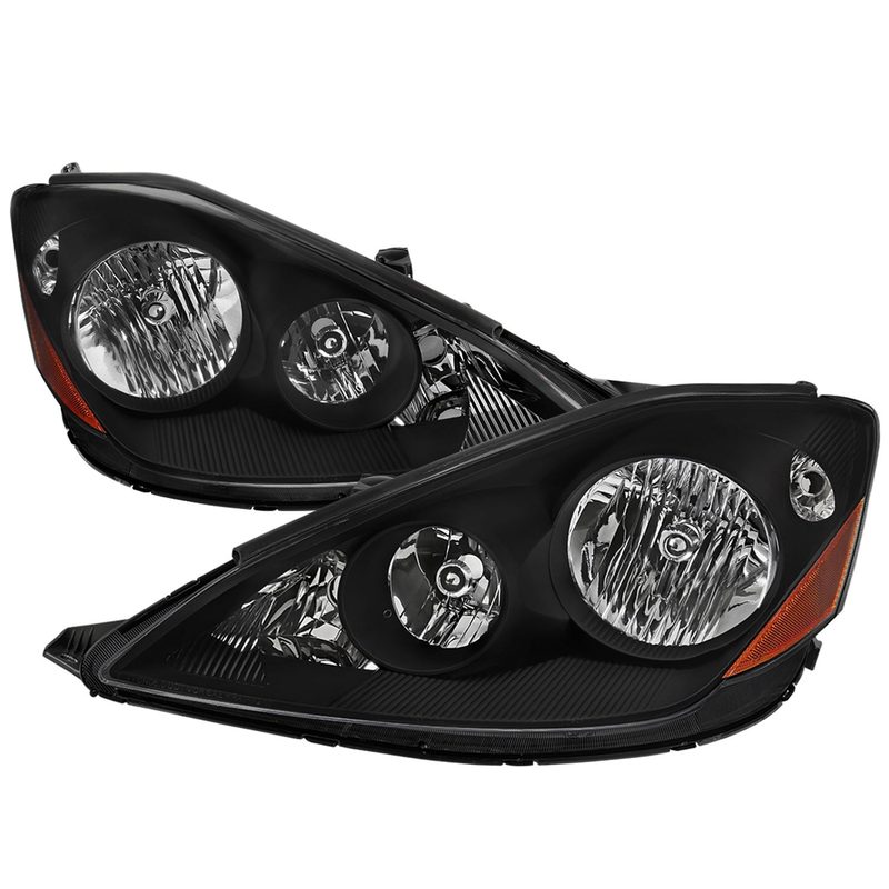 2006-2010 Toyota Sienna Factory Headlights w/Amber Reflector Matt Black/Clear