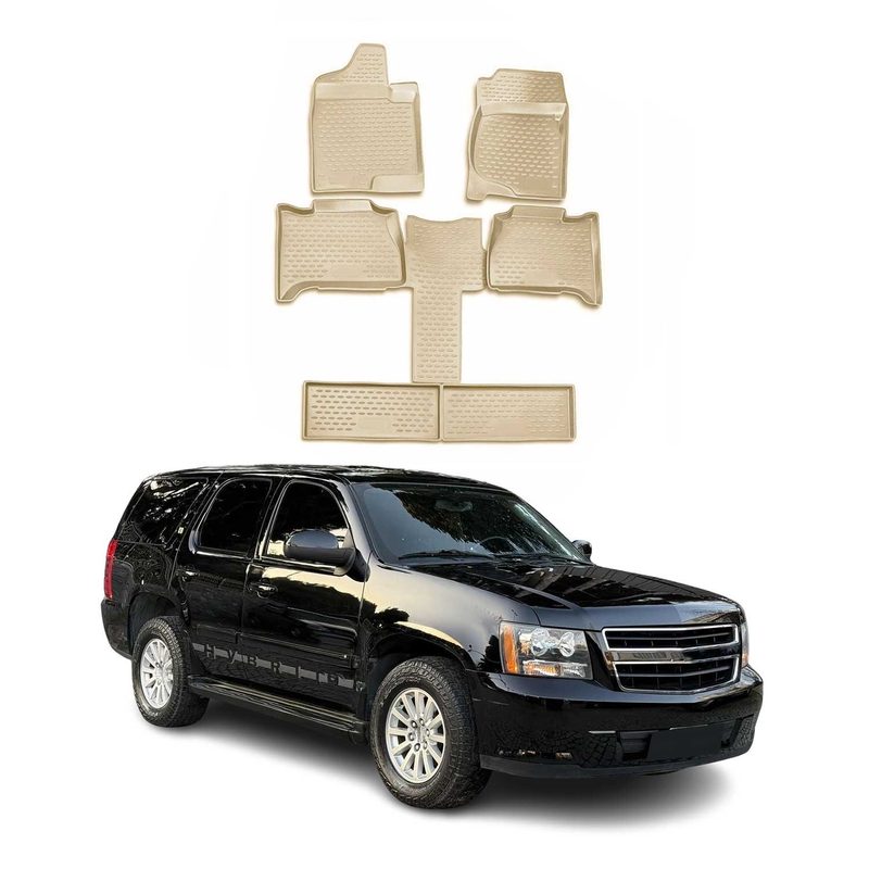 2007-2014 GMC Yukon Floor Mats Liners Full Set All Weather Beige