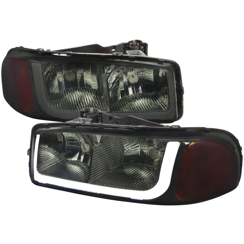 1999-2006 GMC Sierra/ 00-2006 Yukon/Yukon XL LED Tube Factory Headlights Smoke