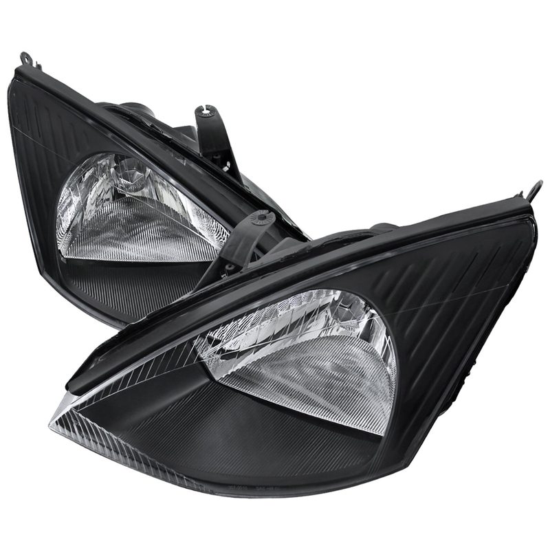2000-2004 Ford Focus Factory Style Crystal Headlights Matte Black/Clear Lens