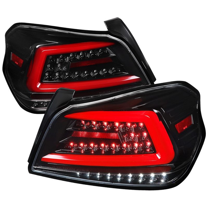 2015-2021 Subaru WRX Sequential Red Bar LED Tail Lights Jet Black/Clear Lens