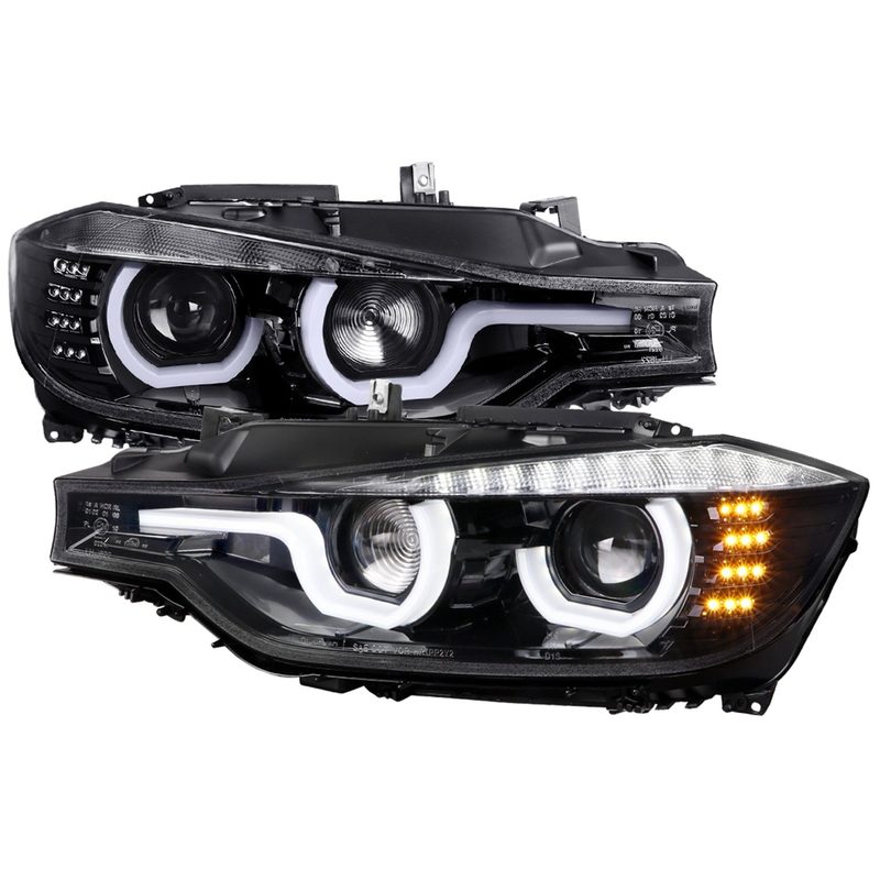2012-2015 BMW F30 3 Series Sedan Dual LED Headlights LED Signal Jet Black