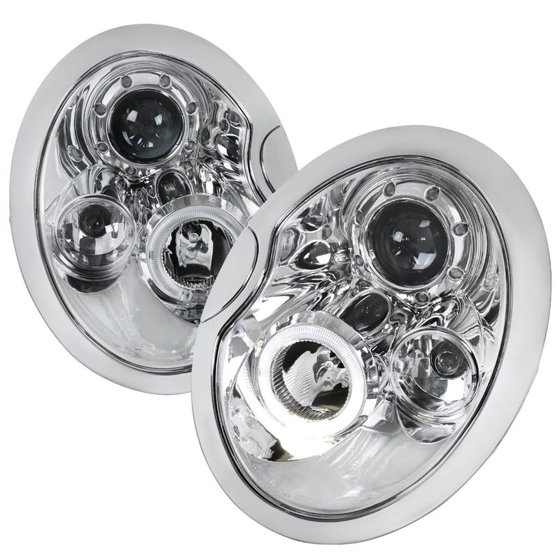 2002-2008 Mini Cooper R50 R53 R52 Single Halo Projector Headlights Chrome