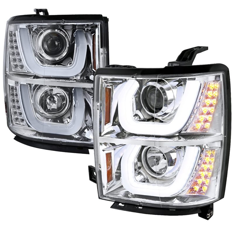 2014-2015 Chevy Silverado 1500 Dual LED U-Bar Headlights LED Signal Lights