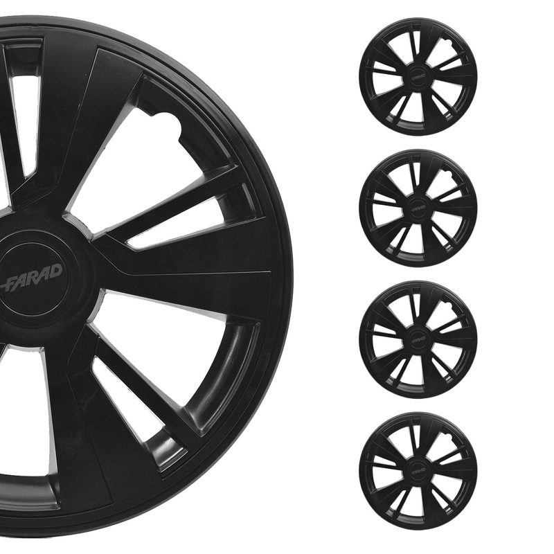 Twintone Hub Caps Wheel Cover 16" Black & Black Insert Full Set 4 pcs.