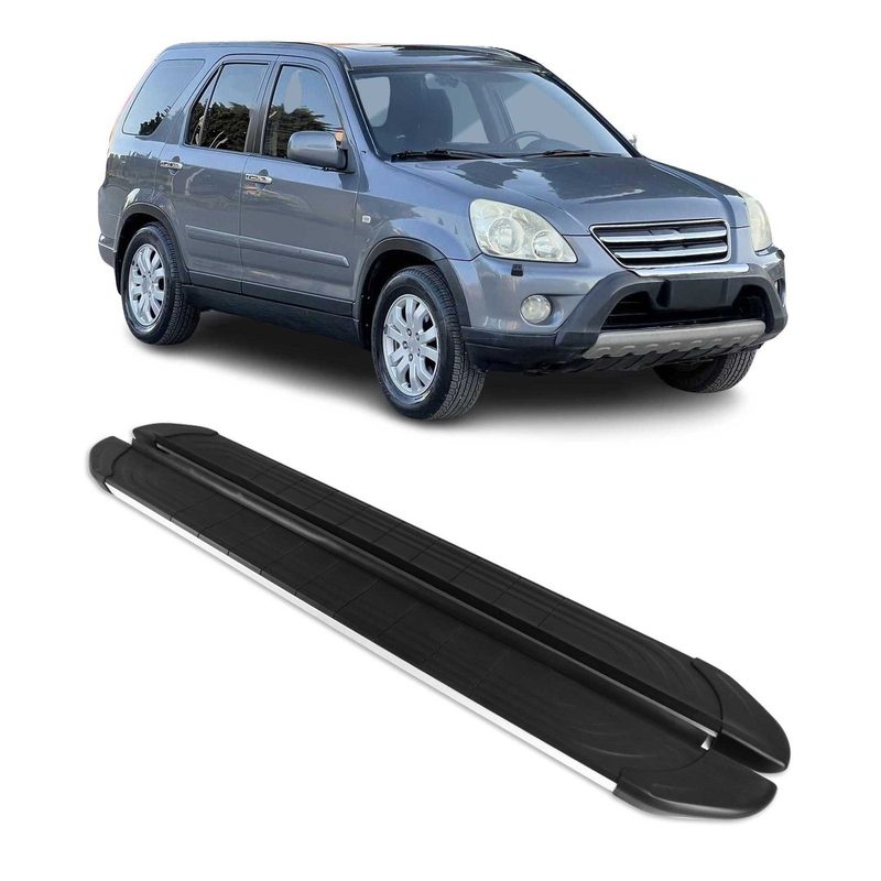 2002-2006 Honda CR-V Running Boards Side Steps Silver & Black