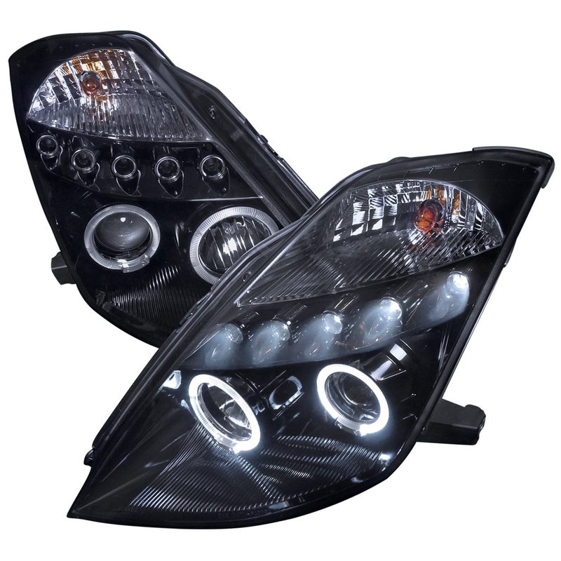 2003-2005 Nissan 350Z Dual Halo Projector Headlights Glossy Black/Smoke Lens