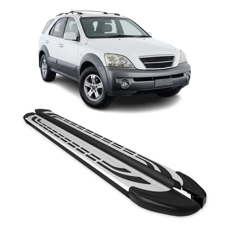 2003-2009 Kia Sorento Running Boards Side Steps Silver & Black