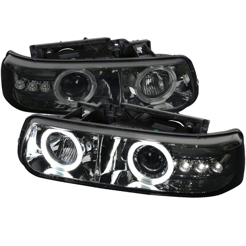 1999-2002 Chevy Silverado/ 00-2006 Tahoe Suburban Dual Halo Headlights Smoke