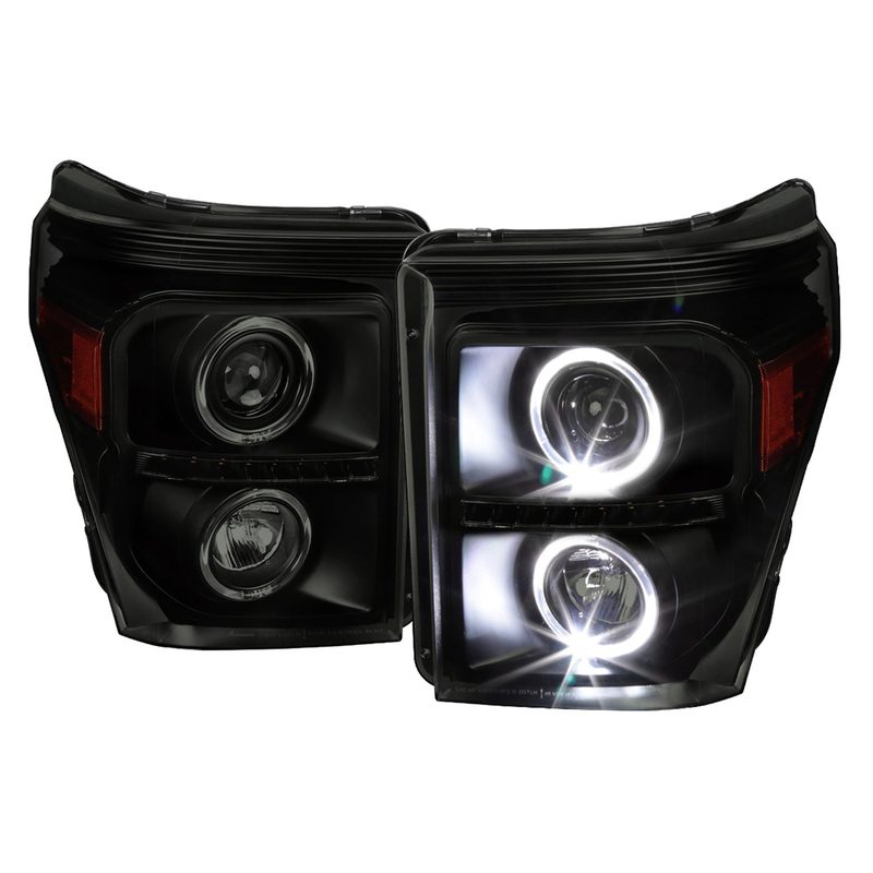 2011-2016 F-250 F-350 F-450 F-550 Dual Halo Headlights LED Signal Lights Smoke