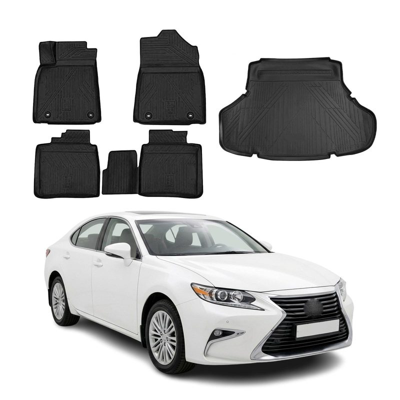 2016-2018 Lexus ES 350 / ES 300h Floor Mats & Cargo Liner Full Set All Weather Black
