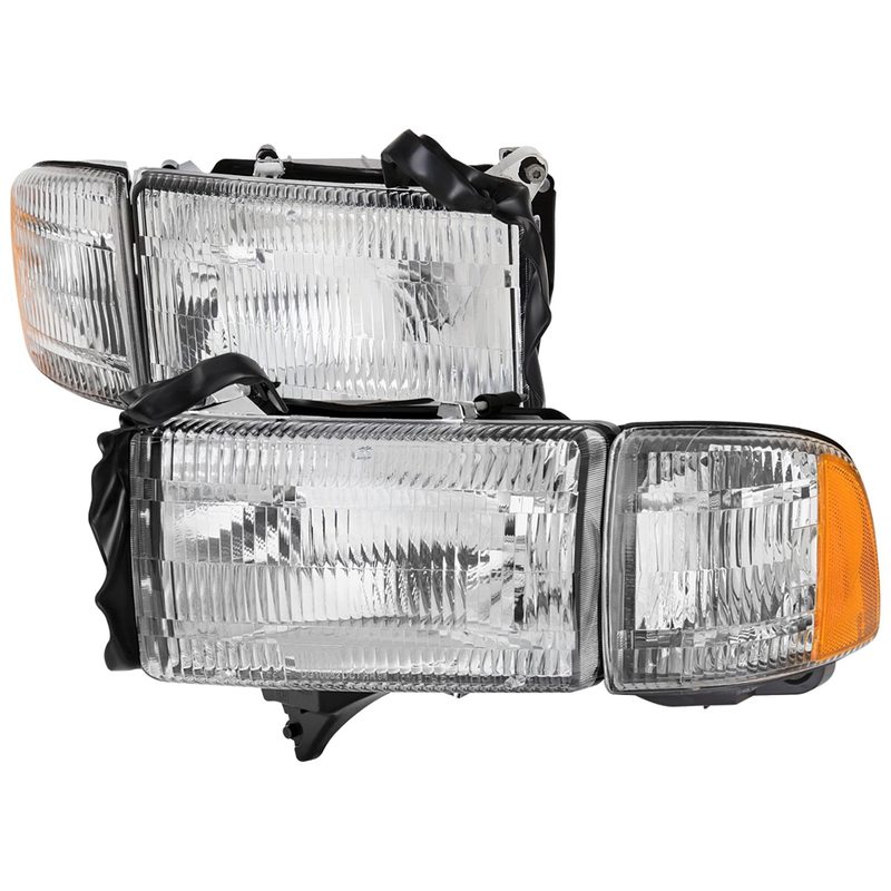 1994-2001 Dodge RAM 1500/2500/3500 Factory Headlights and Corner Lights Chrome