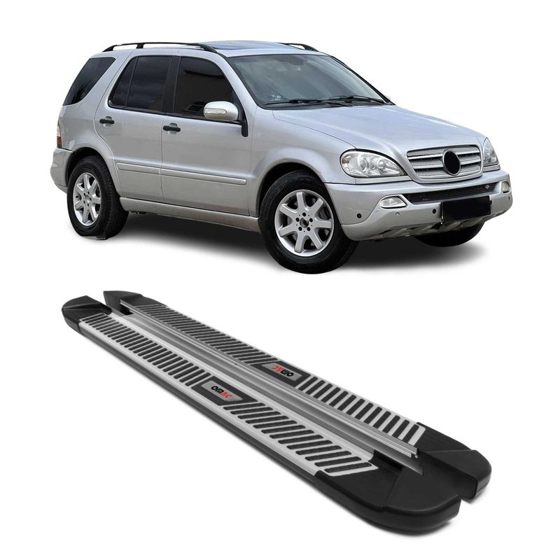1997-2005 Mercedes M ML Class W163 Running Boards Side Steps Silver & Black