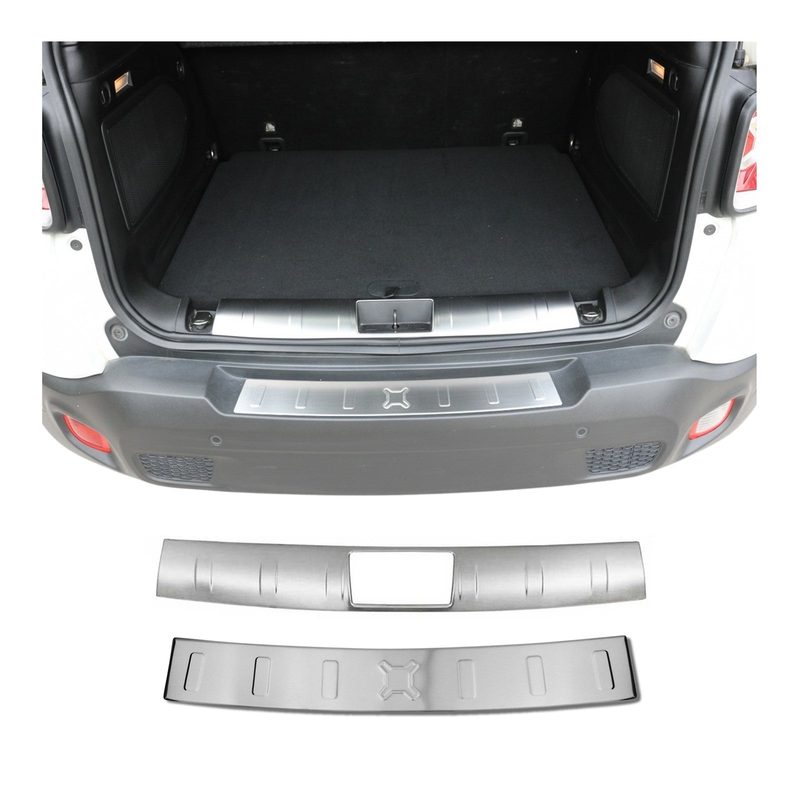 Rear Bumper Guard & Trunk Sill Cover Set for Jeep Renegade 2015-23 Steel Brushed