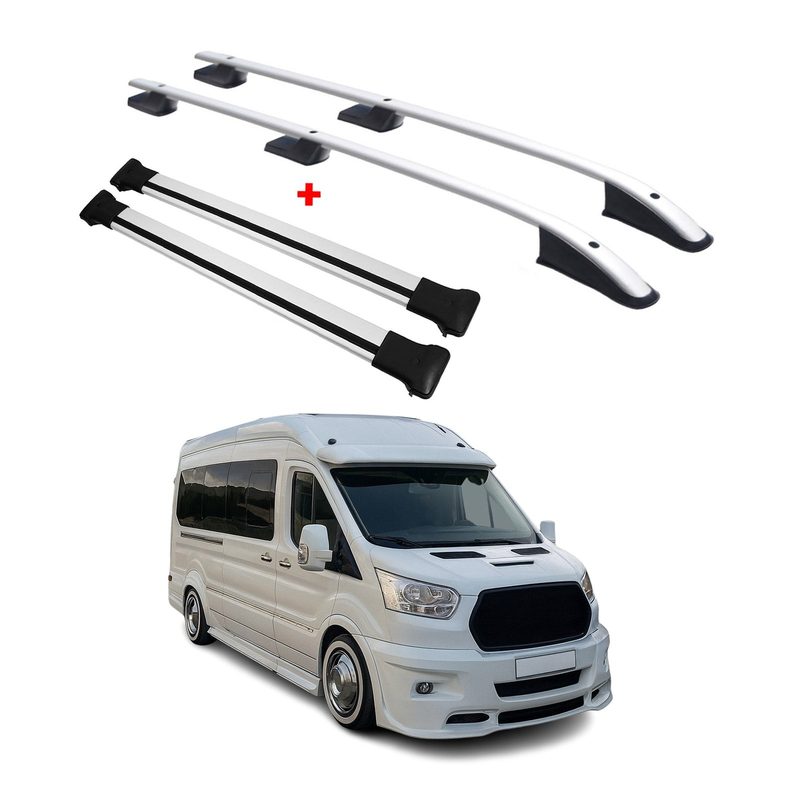 2015-2020 Ford Transit SWB Roof Racks & Roof Rack Rails Silver