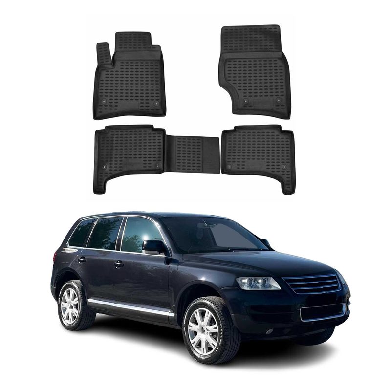 2004-2010 VW Touareg Floor Mats Liners Full Set All Weather Black