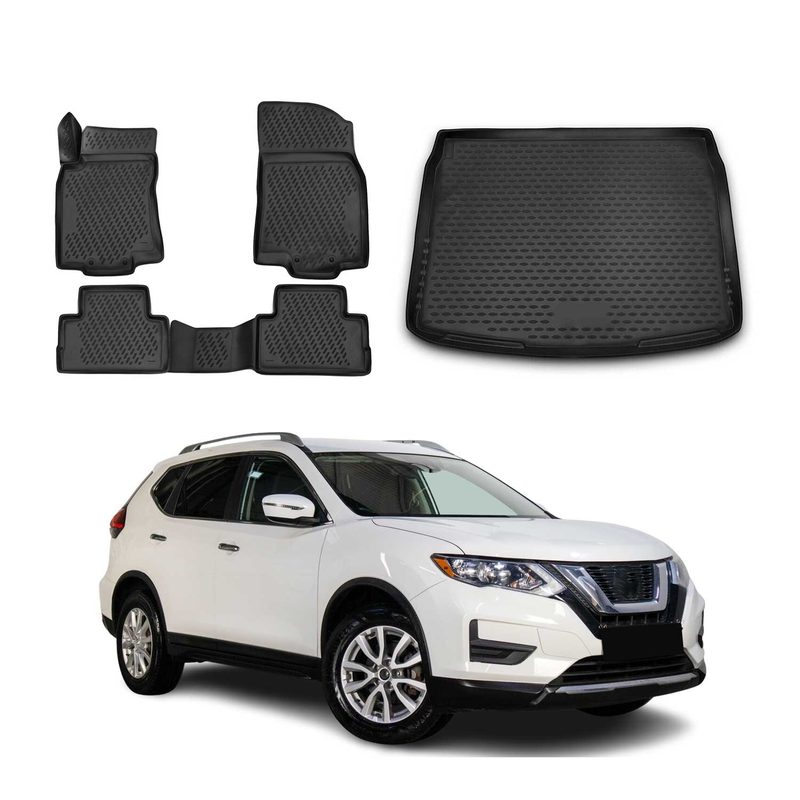 2017-2022 Nissan Rogue Sport Floor Mats & Cargo Liner Full Set All Weather Black