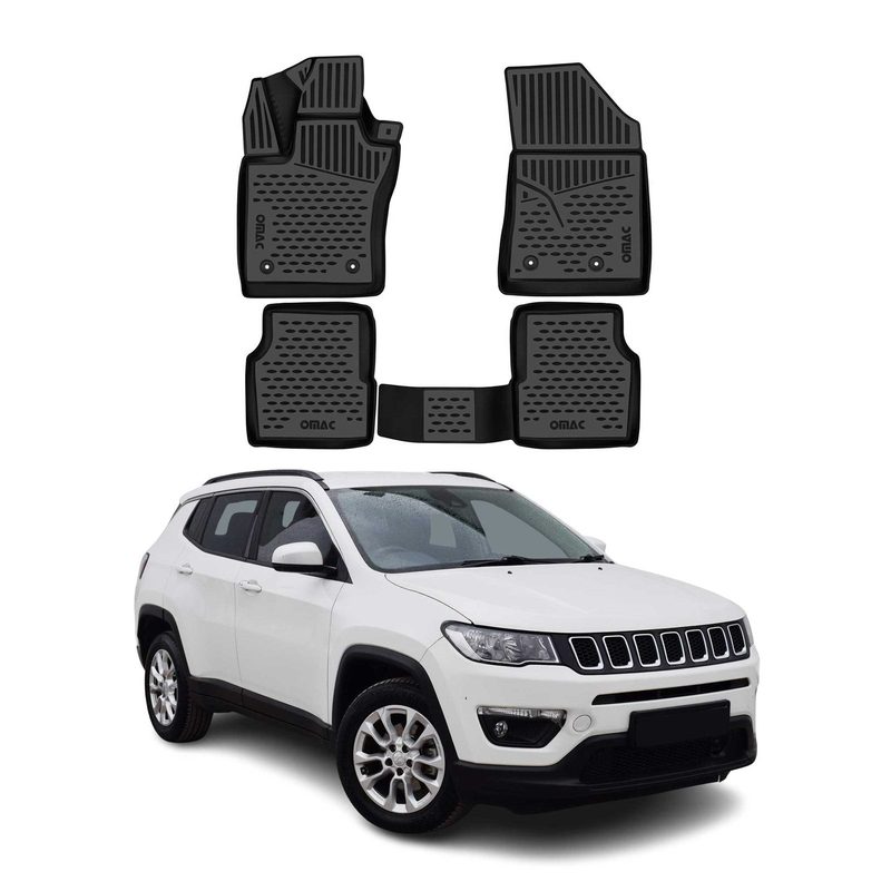 2017-2026 Jeep Compass Floor Mats Liners Full Set All Weather Black