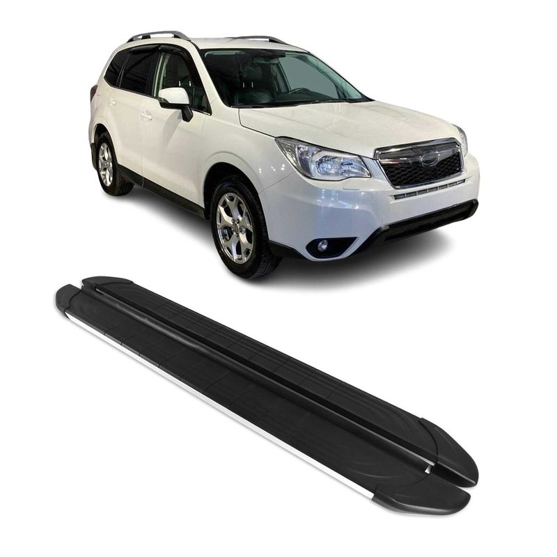 2014-2018 Subaru Forester IV Running Boards Side Steps Silver & Black