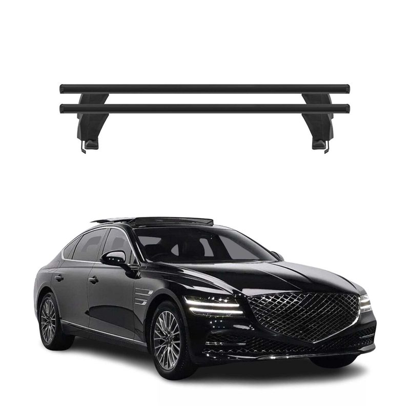 Top Roof Racks Cross Bars Luggage Carrier for Genesis G80 2017-2020 Alu Black 2x
