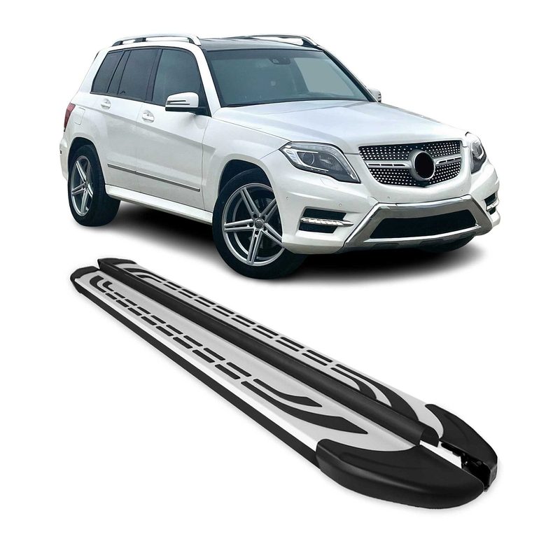 2009-2015 Mercedes GLK Class X204 Running Boards Side Steps Silver & Black