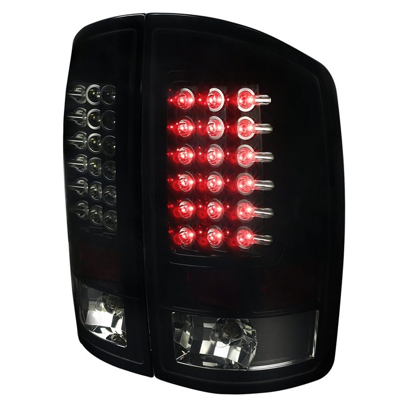 2002-2006 Dodge RAM LED Tail Lights Glossy Black Housing/Smoke Lens