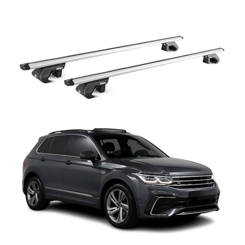Roof Rack Cross Bars Carrier for Volkswagen Tiguan II 2018-2024 Alu Grey 2Pcs