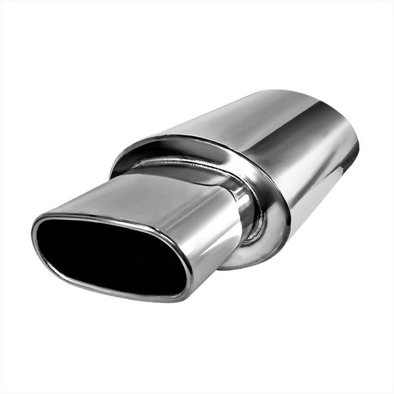 Universal 2.5" Inlet Stainless Steel Exhaust Muffler w/ Oval Tip