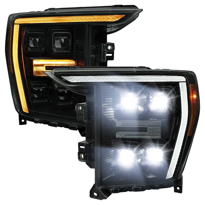 For Ford F-150 2021-2023 Full LED Projector Headlights Sequential DRL Black Smoked Halogen Fit