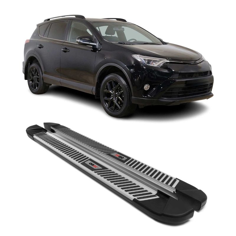 2019-2025 Toyota RAV4 Hybrid Running Boards Side Steps Silver & Black
