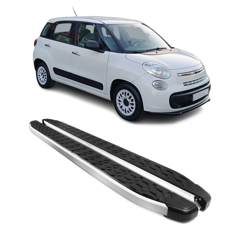 2014-2020 Fiat 500L Running Boards Side Steps Silver & Black