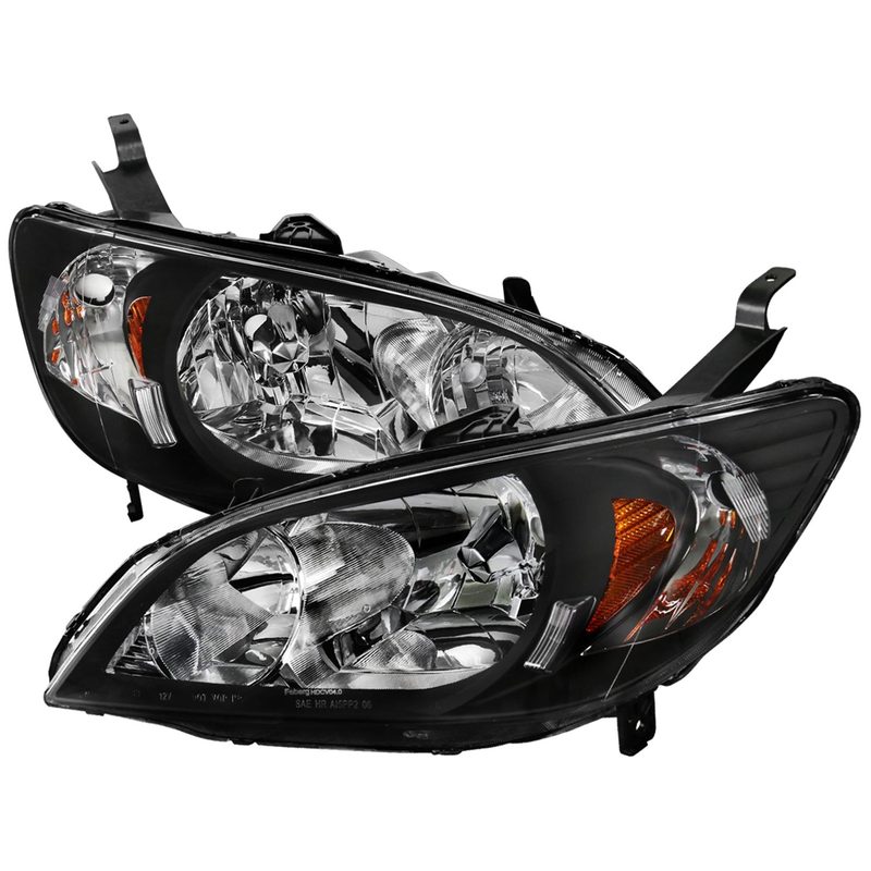 2004-2005 Honda Civic Crystal Headlights Matte Black Housing/Clear Lens