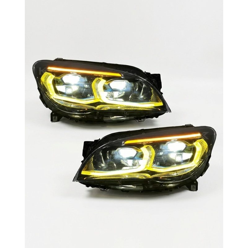 BMW 7 Series F02 G12 Style LED Headlight Assembly with Dual-Color DRL (Yellow / White) 2013 - 2015 (Replaces 63117228423)