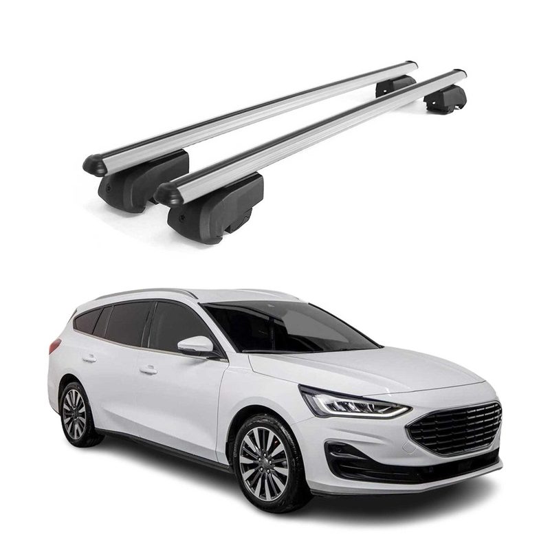 Car Roof Rack Cross Bars Luggage Carrier Lockable 47" 2 Pieces Aluminum Silver