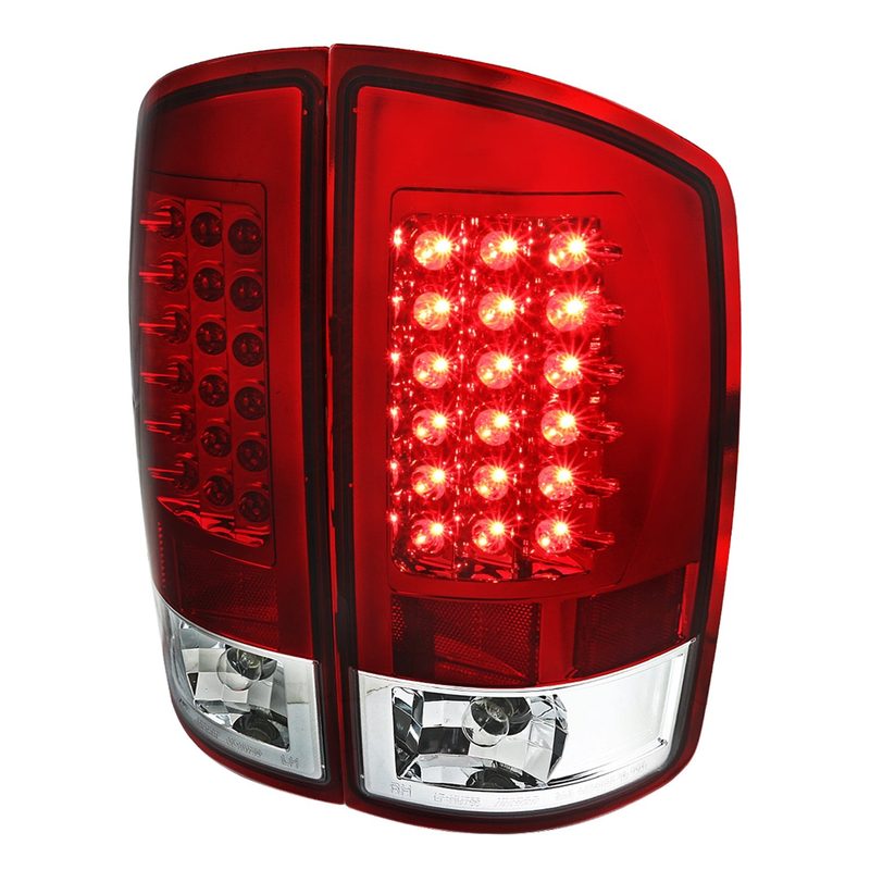 2007-2009 Dodge RAM LED Tail Lights Chrome Housing/Red Lens