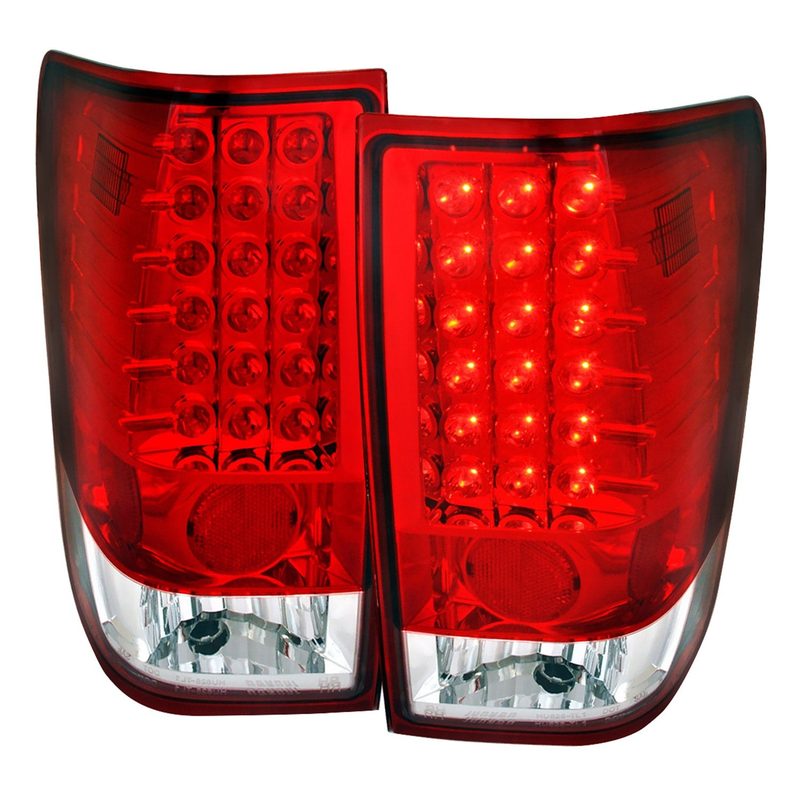 2004-2015 Nissan Titan LED Tail Lights Chrome Housing/Red Clear Lens
