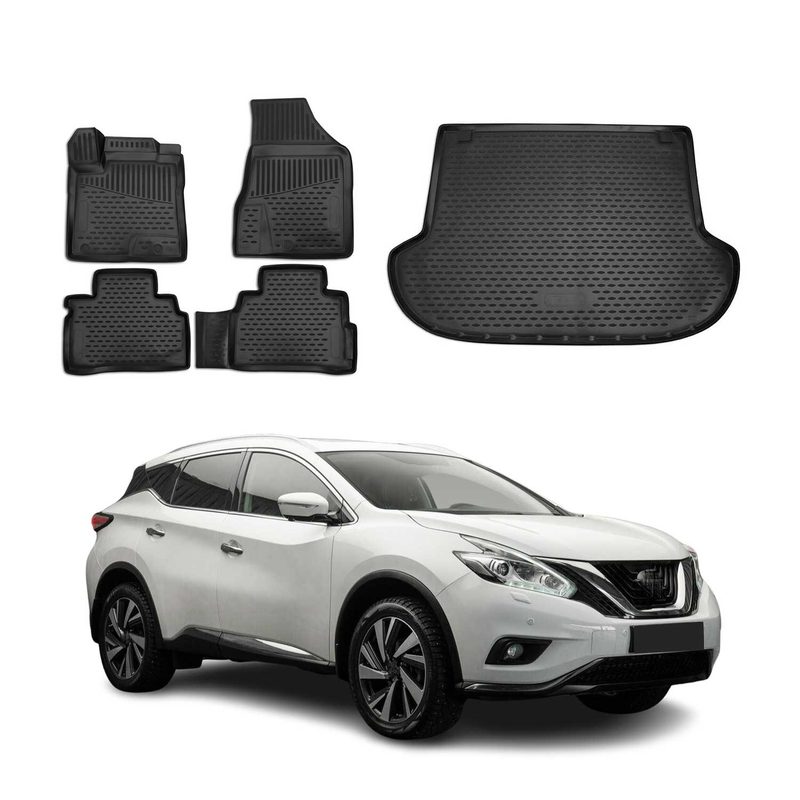 2015-2018 Nissan Murano Floor Mats & Cargo Liner Full Set All Weather Black