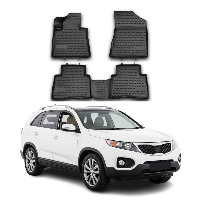 2014-2015 Kia Sorento Floor Mats Liners Full Set All Weather Black