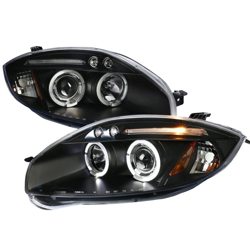 2006-2011 Mitsubishi Eclipse Dual Halo Projector Headlights Matte Black/Clear