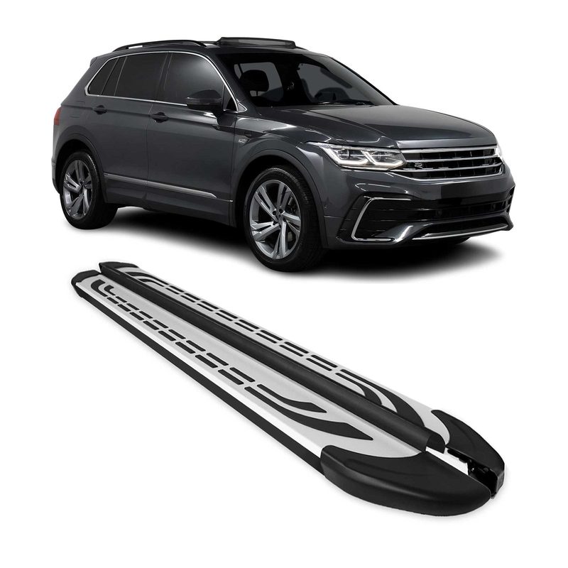 2009-2017 VW Tiguan Running Boards Side Steps Silver & Black