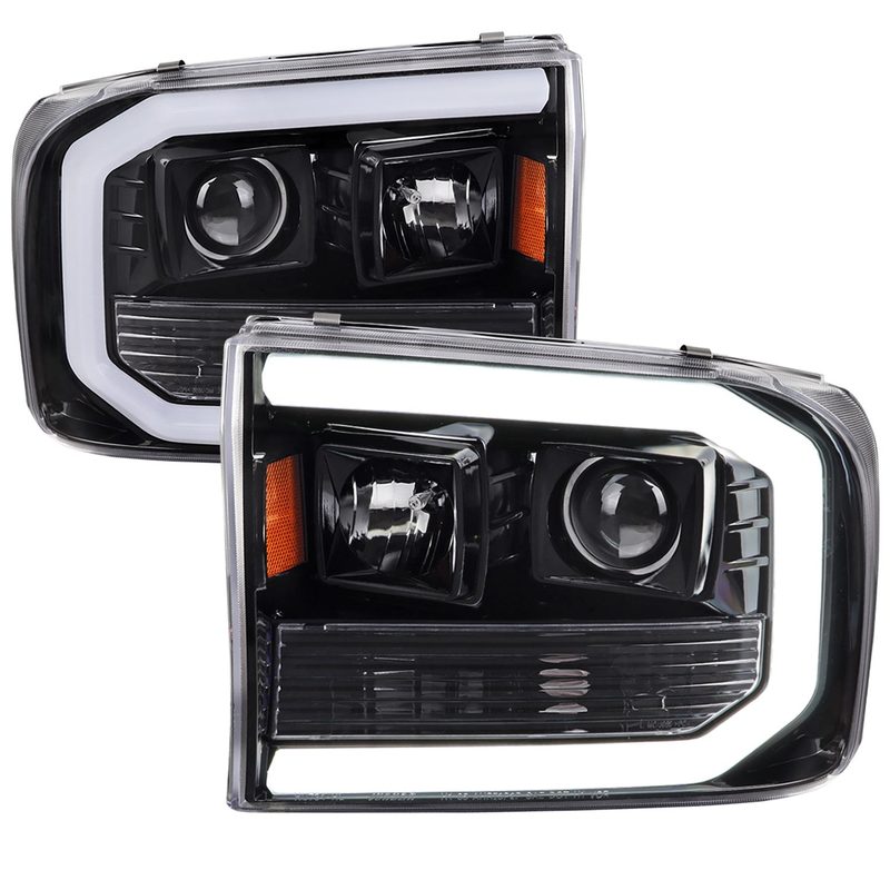 1999-2004 Ford F-250/350/450/550 /00-2004 Excursion LED Bar Headlights Black