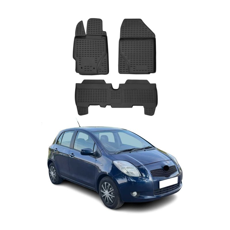 2006-2011 Toyota Yaris Floor Mats Liners Full Set All Weather Black