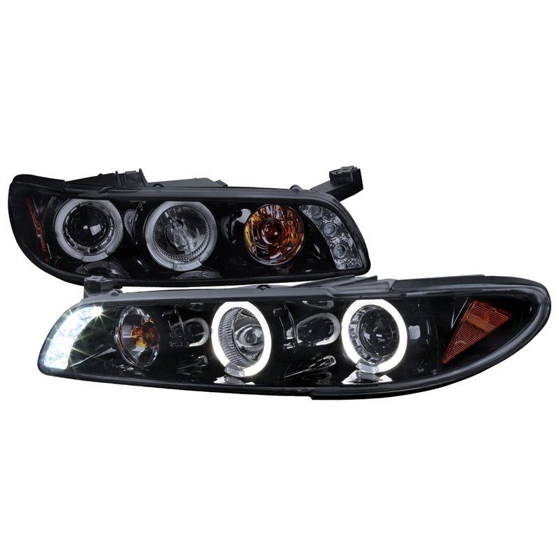 1997-2003 Pontiac Grand Prix Dual Halo Projector Headlights Glossy Black/Smoke