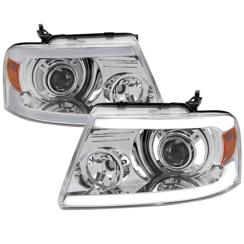 2004-2008 Ford F-150/06-2008 Lincoln Mark LT Projector Headlights LED Bar Amber